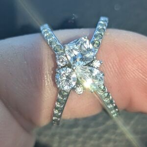 Criss Cross Ring With CZ And Marcasite